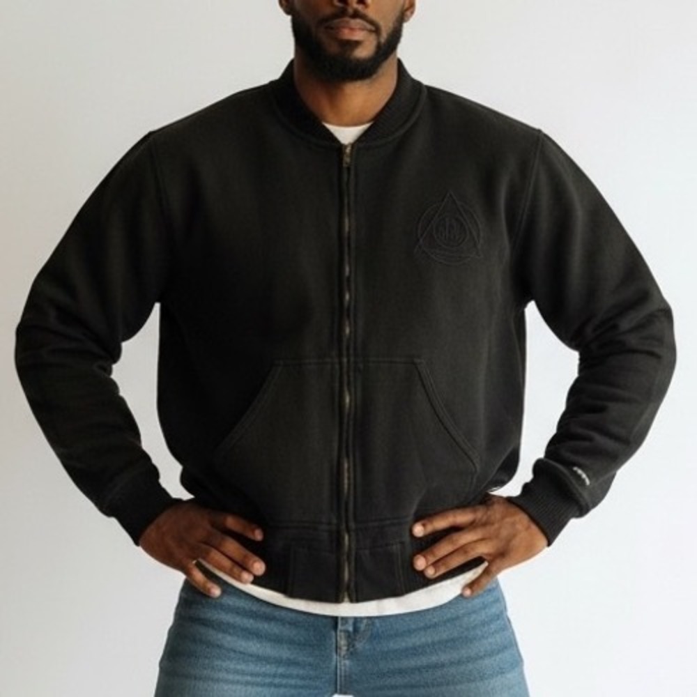 Y2K Rocawear Mens Black‎ Bomber Jacket 1999 Logo Embellished Size 3XL distressed